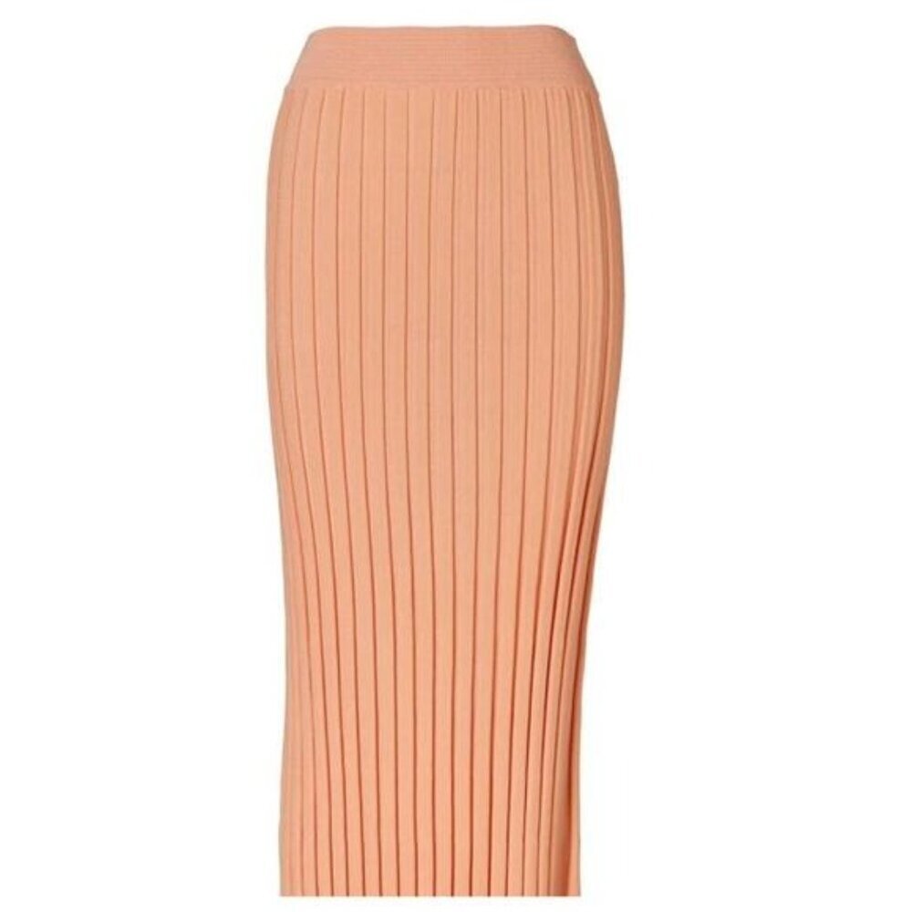Ena Pelly Peach Pleated Bodycon Midi Skirt Size US 4/AUS 8 - Picture 2 of 5
